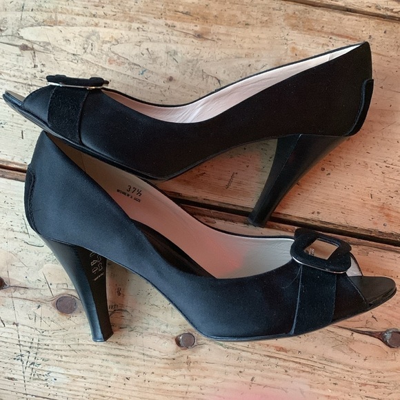 Tods Womens Classic Pump Heel Black Suede Embellished Slip On High Peep … - Picture 10 of 11